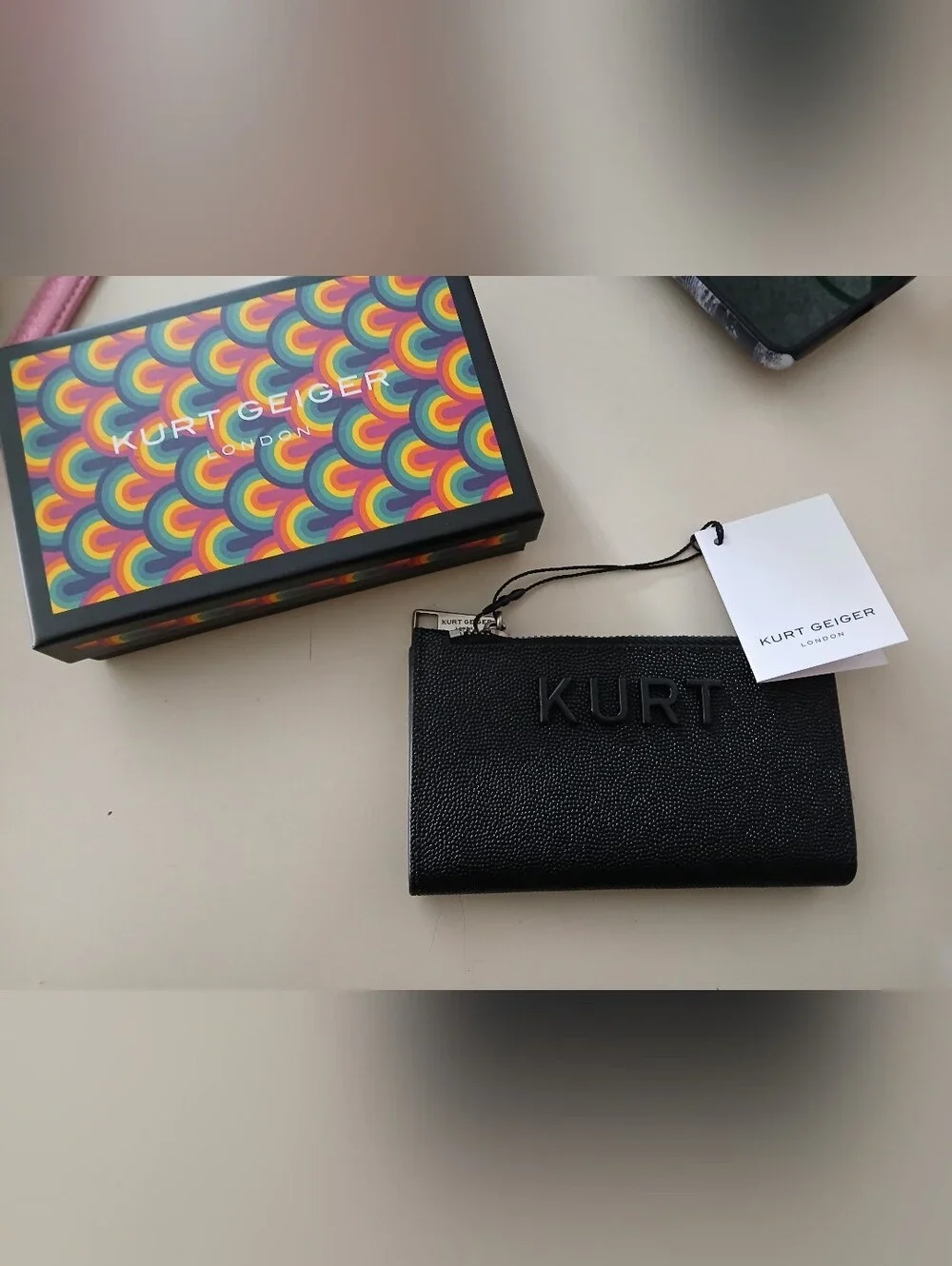 Kurt Geiger NWT/NIB Black Emhossed Snap Wallet